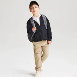 Boys' French Terry Zip-Up Hoodie Uniform Sweatshirt - Cat & Jack™ Black S