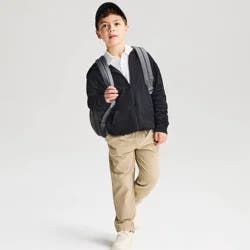 Boys' French Terry Zip-Up Hoodie Uniform Sweatshirt - Cat & Jack™ Black S