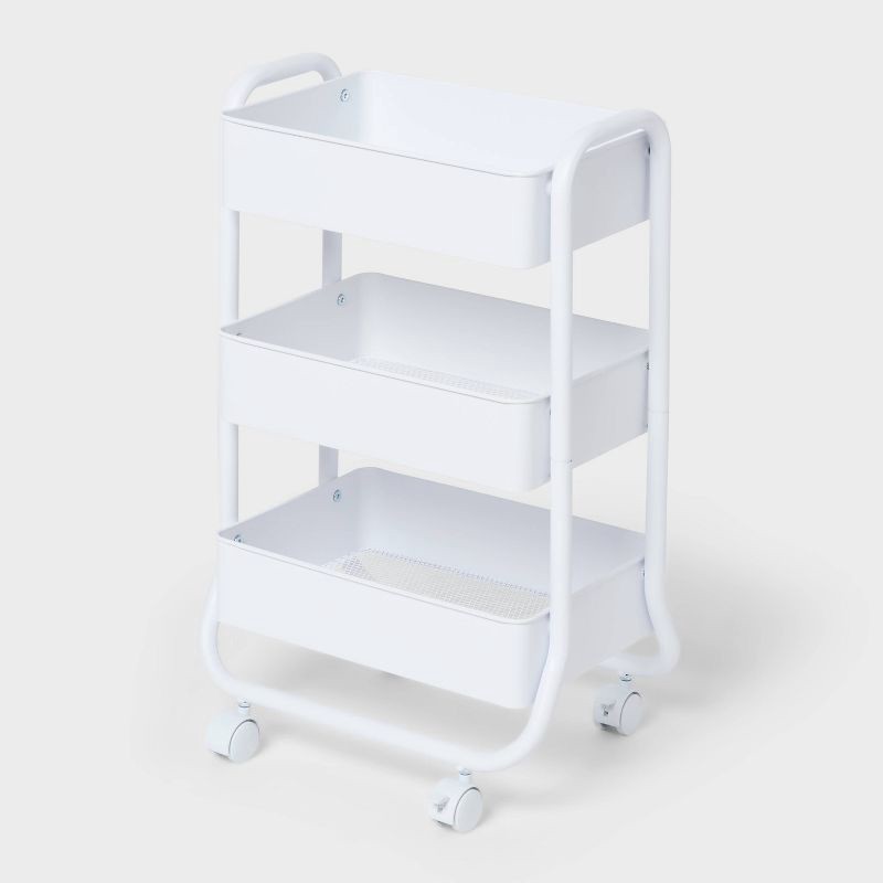 slide 1 of 3, 3 Tier Metal Utility Cart Small White - Brightroom™, 1 ct