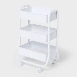 3 Tier Metal Utility Cart Small White - Brightroom™