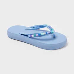 Kids' Maris Elevated Flip with Beaded Color Strap Sandals - Cat & Jack™ Periwinkle Blue XL