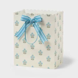 Small Scalloped Edge Floral Gift Bag with Bow Ivory/Blue - Spritz™
