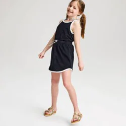 Girls' 2pc Solid Terry Cover-Up - Cat & Jack™ Black/White XS