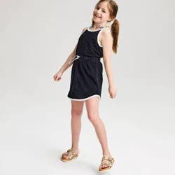 Girls' 2pc Solid Terry Cover-Up - Cat & Jack™ Black/White XS