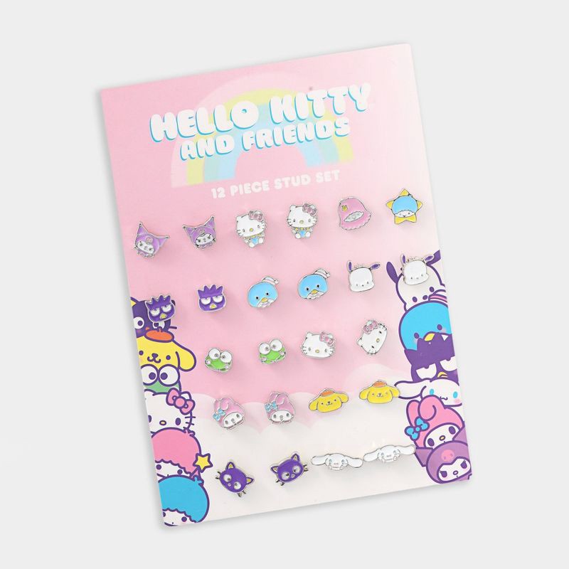 slide 1 of 4, Girls' 12pk Hello Kitty and Friends Earring Set, 12 ct