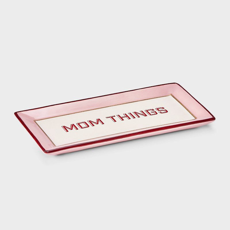 slide 1 of 2, Ceramic "Mom Things" Jewelry Trinket Tray - A New Day™ Pink/Red, 1 ct