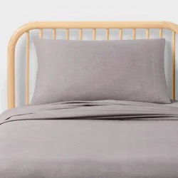 Twin Kids' Heather Microfiber Sheet Set Gray - Pillowfort™