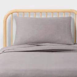 Twin Kids' Heather Microfiber Sheet Set Gray - Pillowfort™