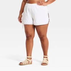 Women's Tie-Front Pull-On Shorts - A New Day™ White XXL