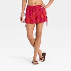 Women's Tie-Front Pull-On Shorts - A New Day™ Pink/Orange XS
