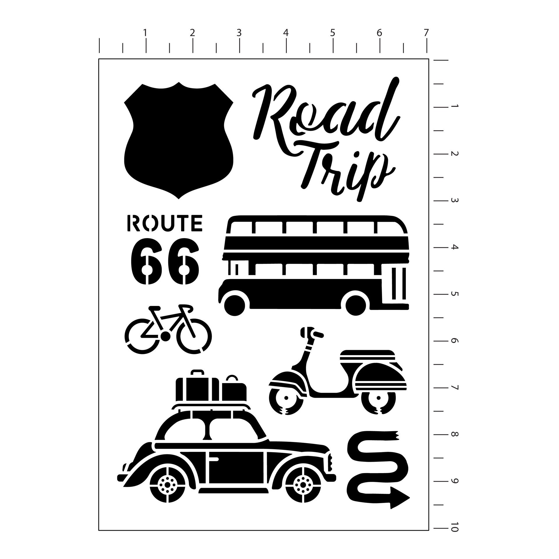 slide 4 of 4, Road Trip Stencils, 7" X 10" By Craft Smart, 7 in x 10 in