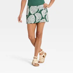 Women's Linen Mini Wrap Skirt - A New Day™ Green S