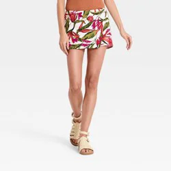 Women's Linen Mini Wrap Skirt - A New Day™ Pink XS