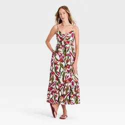 Women's Beaded Strap Printed Maxi Dress - A New Day™ Pink M