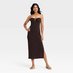 Women's Textured Knit Maxi Dress - A New Day™ Brown L