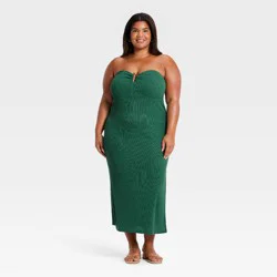 Women's Textured Knit Maxi Dress - A New Day™ Teal Green XXL