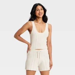 Women's Crochet Like Sweater Tank Top - A New Day™ Cream S