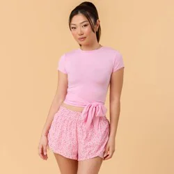 Blogilates Women's Mommy & Me Bow Back T-Shirt - Light Pink L