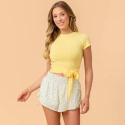 Blogilates Women's Mommy & Me Bow Back T-Shirt - Yellow L