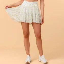 Blogilates Women's Mommy & Me Ballerina Skort - White Floral Print XL