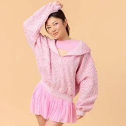 Blogilates Women's Mommy & Me Marshmallow Full Zip Hooded Sweatshirt - Pink Floral Print M