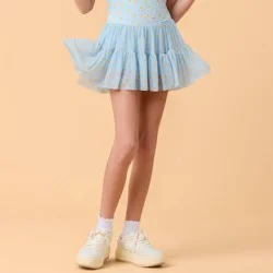 Blogilates Girls' Mommy & Me Ballerina Skort - Blue Citrus Print XL