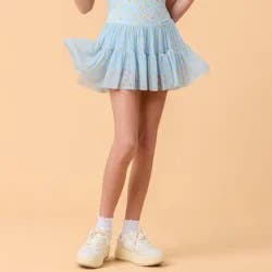 Blogilates Girls' Mommy & Me Ballerina Skort - Blue Citrus Print XL