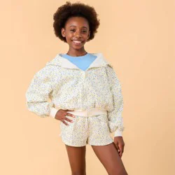 Blogilates Girls' Mommy & Me Marshmallow Hoodie - White Floral Print XL