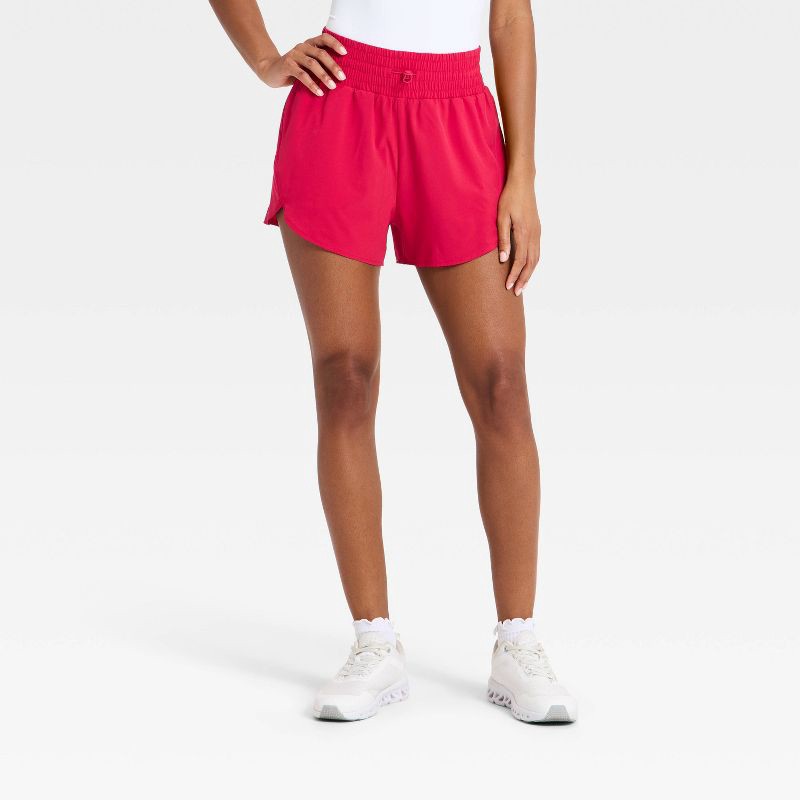 slide 1 of 5, Women's Active Light Woven High-Rise Shorts 3" - All In Motion™ Red M, 1 ct