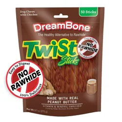 DreamBone Twist Sticks Peanut Butter Flavor Rawhide Alternatives - 9.7oz