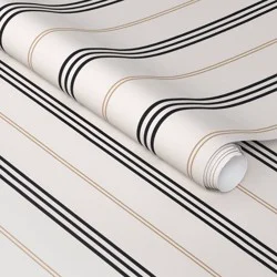 Thin Gray and Tan Ticking Stripe Peel and Stick Wallpaper - Threshold™
