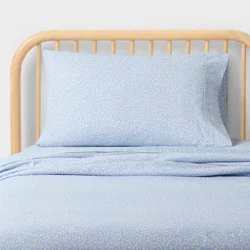 Twin Purple Leopard Kids' Brushed Cotton Sheet Set Turquoise - Pillowfort™