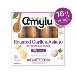 Amylu Foods Roasted Garlic & Asiago Chicken Sausage - 12oz