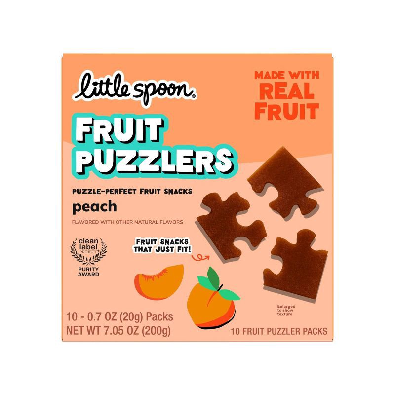 slide 1 of 7, Little Spoon Kids' Fruit Puzzlers Peach Fruit Snacks Made with Real Fruit - 7.05 oz/10ct, 7.05 oz, 10 ct