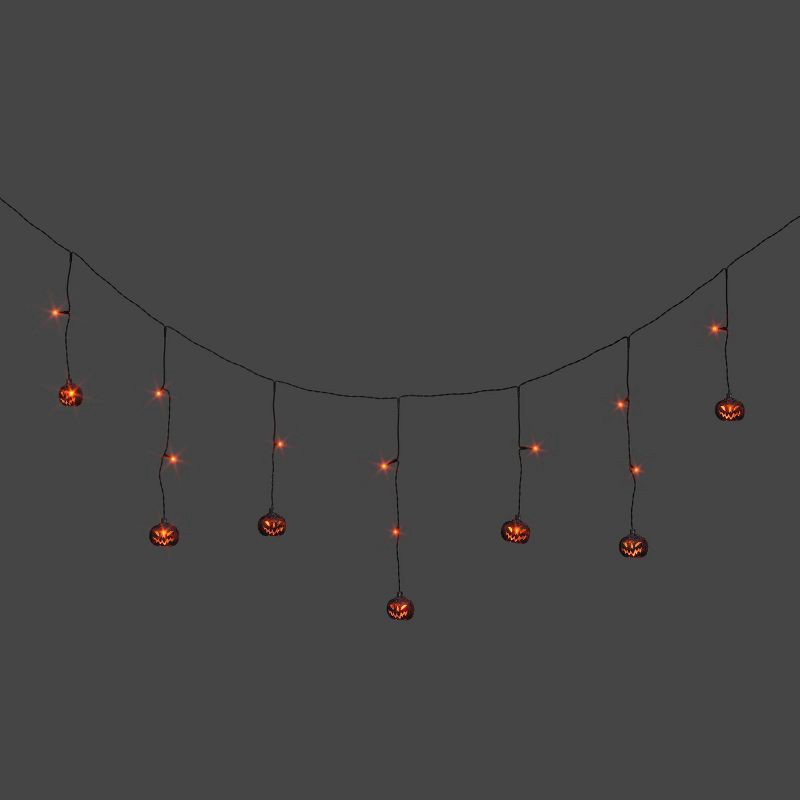 slide 1 of 4, 20ct Lights and 8 Icons Halloween Pumpkin Novelty Light String with Black Crackle Finish - Hyde and EEK! Boutique™, 20 ct
