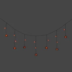 20ct Lights and 8 Icons Halloween Pumpkin Novelty Light String with Black Crackle Finish - Hyde and EEK! Boutique™