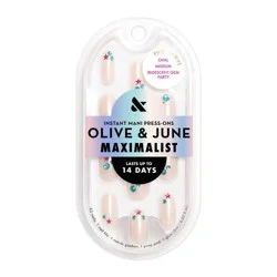 Olive & June Press-On Fake Nails - Maximalist Jewelry - M Oval - Iridescent Gem Party - 42ct
