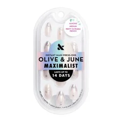 Olive & June Press-On Fake Nails - Maximalist - M Almond - Pretty in Pearls French - 42ct