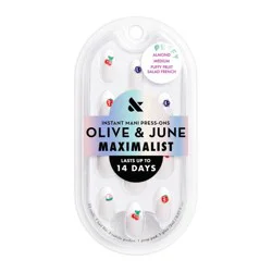 Olive & June Press-On Fake Nails - Maximalist - M Almond - Puffy Fruit Salad - 42ct: Gloss Finish, 90% Recycled Material