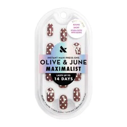 Olive & June Press-On Fake Nails - Maximalist Jewelry - S Round - Polka Dot with Bows - 42ct
