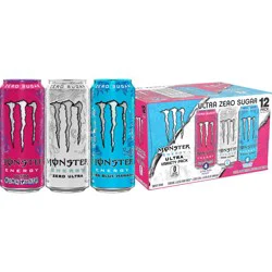 Monster Energy Ultra VP, Zero Ultra, Ultra Blue Hawaiian, Ultra Punk Punch, Energy Drink - 12pk/16 fl oz