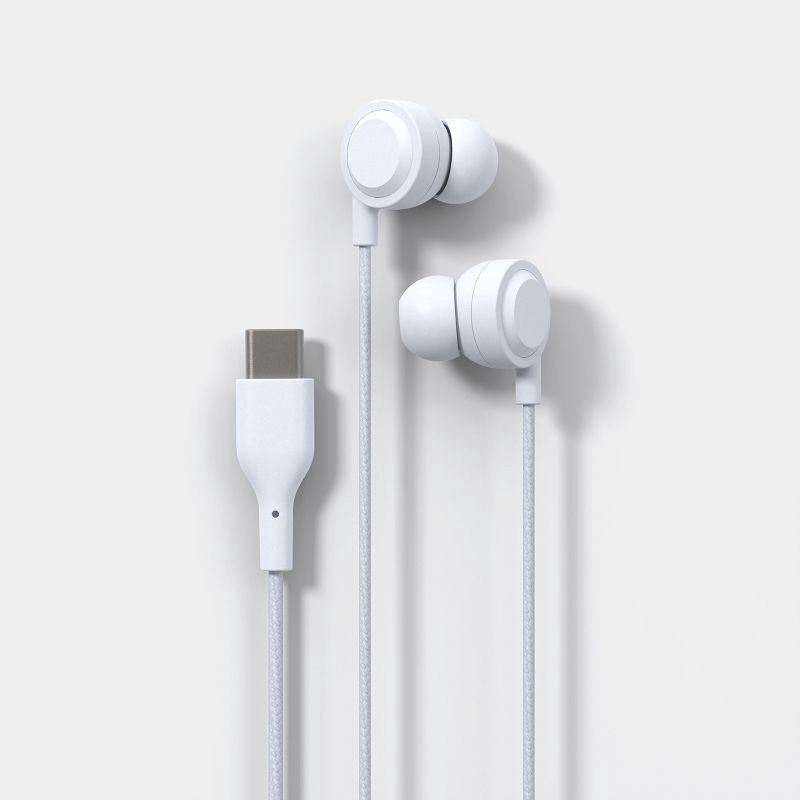 slide 1 of 4, Wired In-Ear Earbuds with Microphone USB-C - heyday™ White, 1 ct