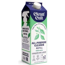 Cleancult Fresh Basil All-Purpose Liquid Cleaner Refills - 32oz: Multi-Surface, Non-Porous, Countertops
