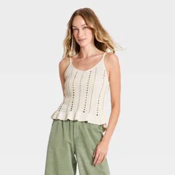 Women's Openwork Tank Pullover Sweater - Universal Thread™ Cream M