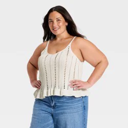 Women's Openwork Tank Pullover Sweater - Universal Thread™ Cream XXL