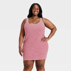 Women's Knit Mini Bodycon Dress - Universal Thread™ Red Striped XXL