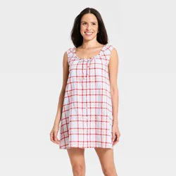 Women's Mini Swing Shift Dress - Universal Thread™ Blue Plaid L