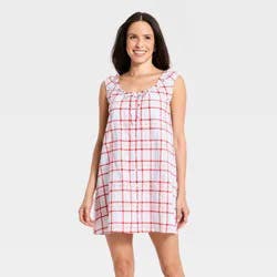 Women's Mini Swing Shift Dress - Universal Thread™ Blue Plaid L