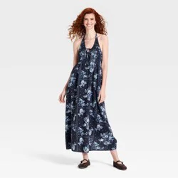 Women's Printed Maxi Sundress - Universal Thread™ Navy Blue XS