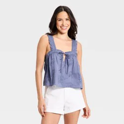 Women's Cutwork Paisley Tank Top - Universal Thread™ Slate Blue XL